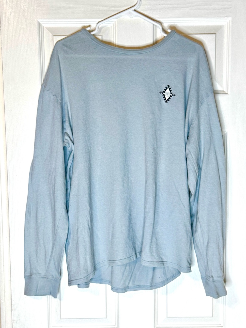 Pacsun Light Blue Long Sleeve Crewneck with Small Chest Graphic